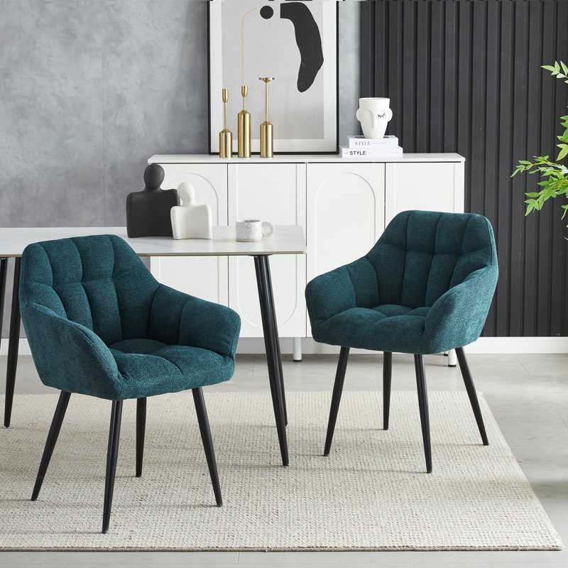 Dining Chairs Fabric Armchair for Living Room Morden Tub Chair with Armrest, Teal