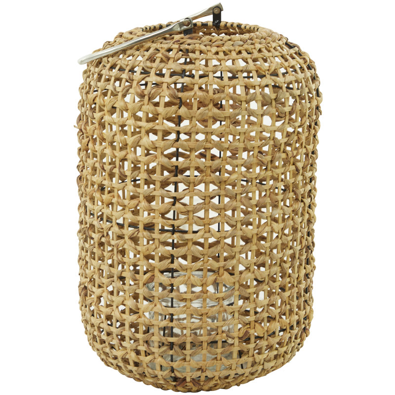 Lanterne en métal Cole and Grey, H 19,3 po x l 12,6 po x P 13,05 po, Brun naturel