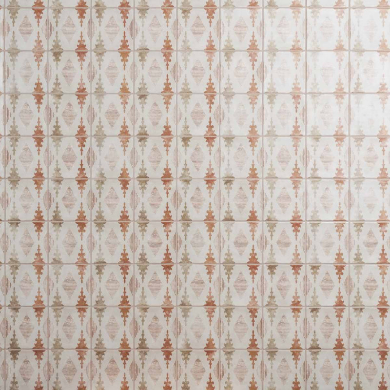 Paula Purroy Talia 5x5 Matte Ceramic Tile, Aztec Terracotta