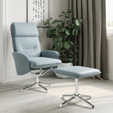 Berkman Faux Leather Swivel Recliner with Footstool