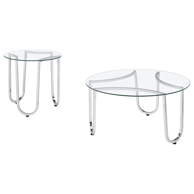 Ensemble de tables basses chromées 2 pièces