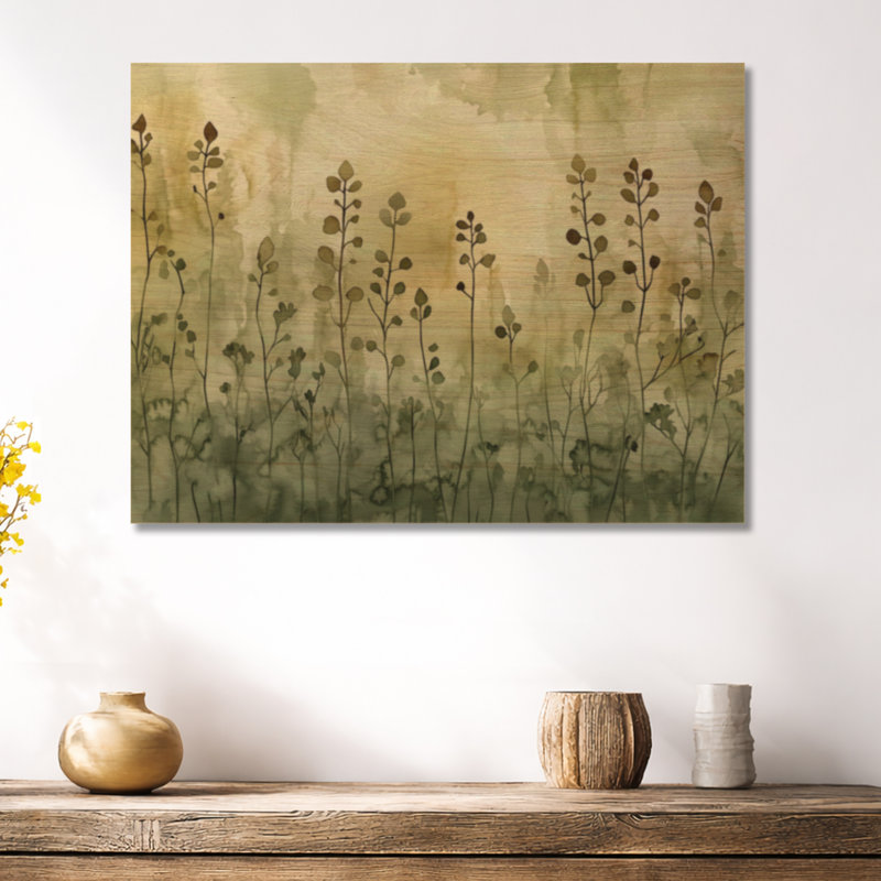 Art mural en bois Botanical Leaf Blooming Garden II - Verdure, H 18 po x l 24 po, Rectangulaire