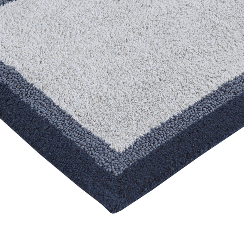 Tapis pour salle de bain en coton Amherst, Bleu marine, L 27 po x L 45 po
