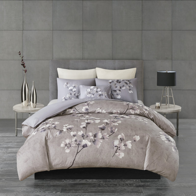 Ensemble d'édredon 3 pièces lilas, Édredon pour grand lit + 2 taies décoratives