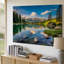 Toile, "Un paysage alpin serein", art mural reflétant un lac cristallin, montagnes majestueuses sous un ciel bleu vif-1145377574