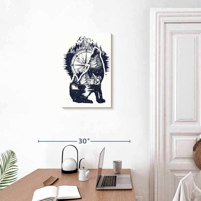 Brampt Howling Mountain Wolf, 24" H x 16" W