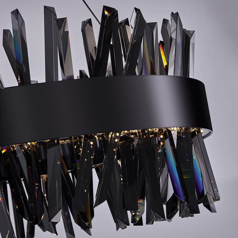 Luminaire suspendu en nickel noir à DEL Glacier 20 po (58 watts), H 10,25 po x l 20 po x P 20 po, 5520 lumens, 58 W