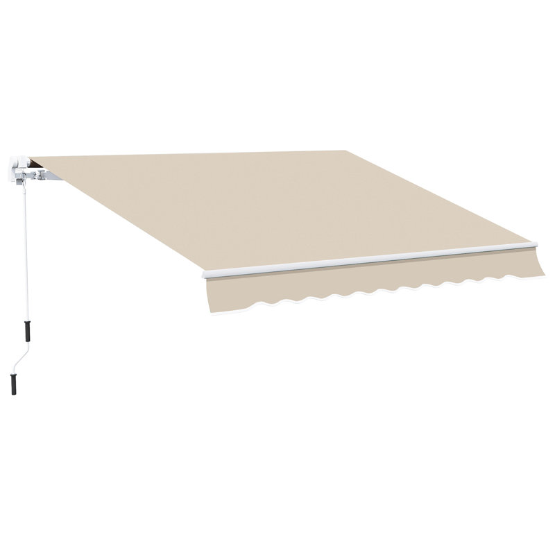 Beige 13' X 8' Deck Awning. & Water- Fabric, Aluminum Frame. Simply Adjustable Manual Crank. Multi-Surface Mounting Alternatives. Heat Reducing Sunshade For Windows. Versatile Placement Balcony.