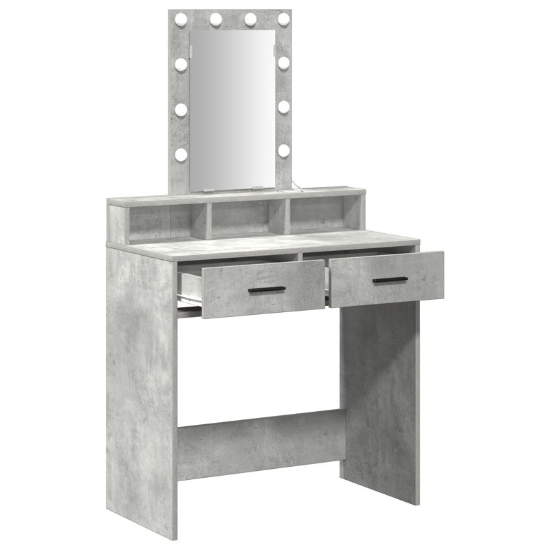 Particle Board 79 X 41 X 140 Cm Mirror, Concrete Grey