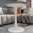 Marble-Top Round Side Table with Tapered Pedestal Base, Ideal for Living Room, Modern Minimalist Design-579726490-579726480