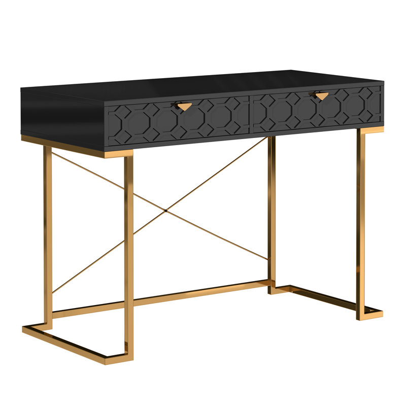 Bureau à domicile avec tiroirs Araneli, Noir, noir, noir, noir