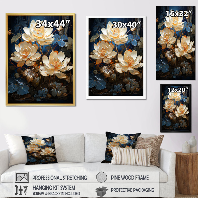 Opulent Reflections Lotus I - décoration murale Lotus, Toile tendue, H 40 po x l 30 po