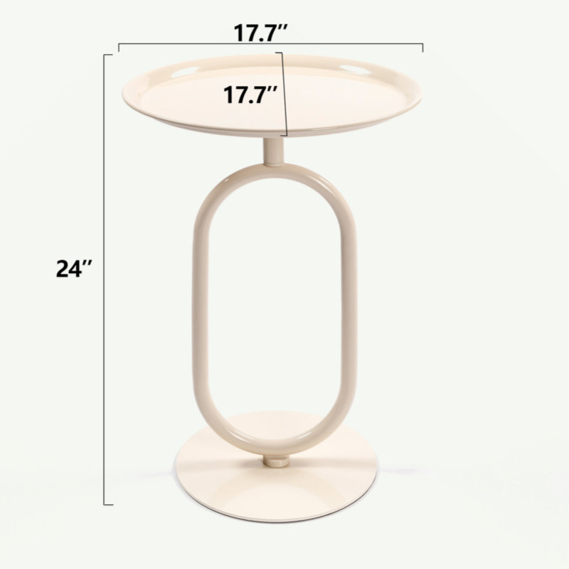 Lantern-shaped Metal Coffee Table, Cream White, 24" H x 17.7" L x 17.7" W
