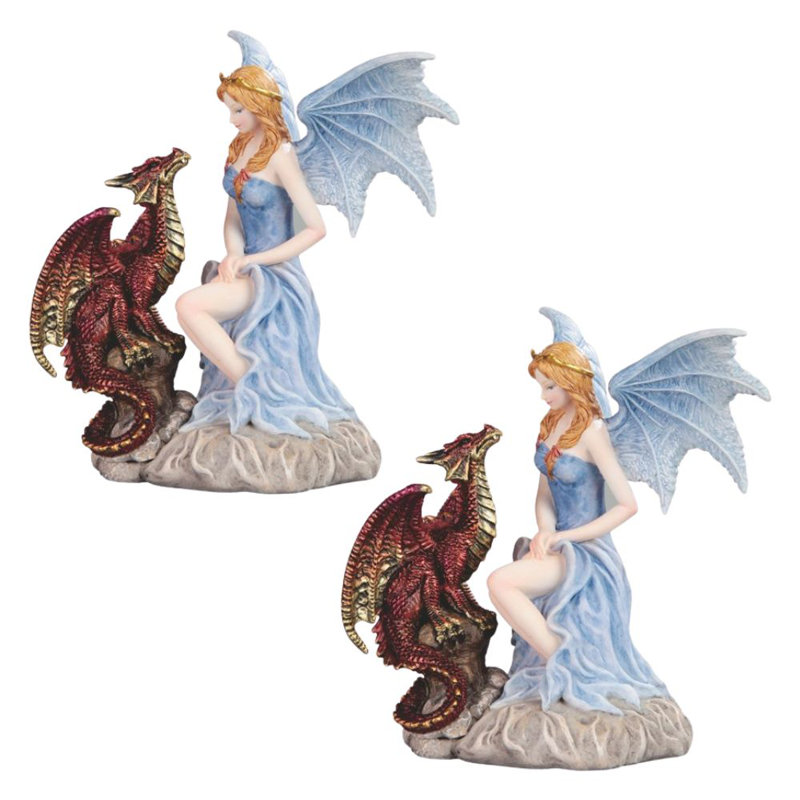 "Figurine de fée avec dragon" ICE ARMOUR 7 "avec ensemble de 2 figurines et décoration d'ornement pour la maison / la pièce