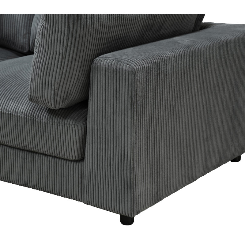 Arliz 7 - Piece 144" Wide Reversible Modular Corner Sectional with Ottoman, Midnight Grey