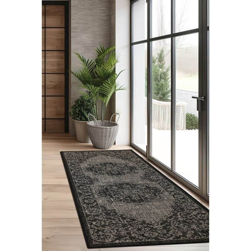 Gel Medallion Black, Runner 60 x 180 cm