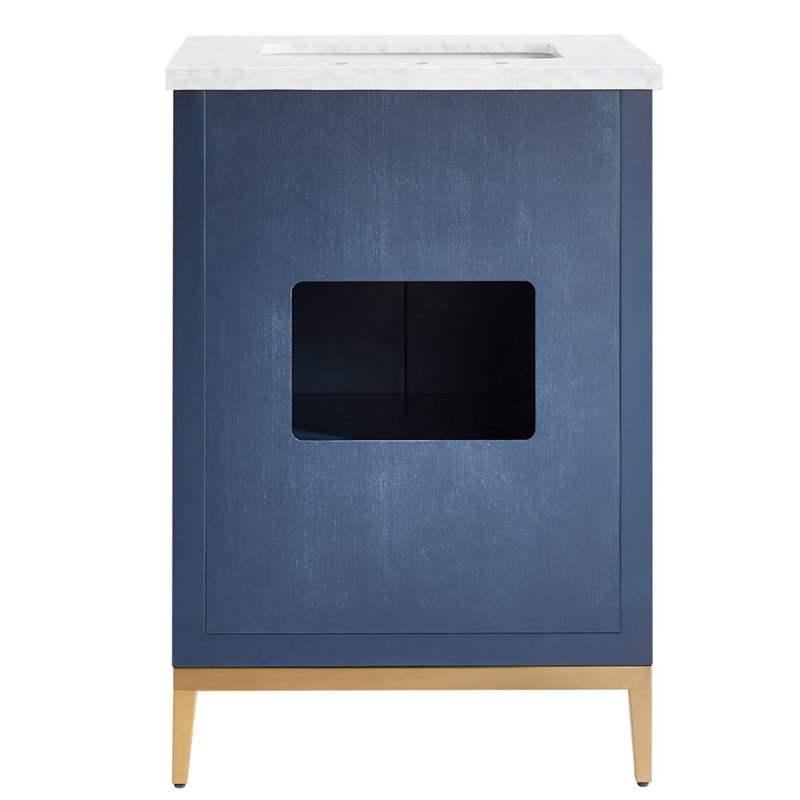 Bungalow 24" Freestanding Standard Single Bathroom Vanity with Top, Navy/Gold