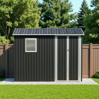 9×6 Ft Metal Garden Shed With Window & Hinged Doors