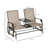 Backyard Glider Chair With Center Table - Metal Frame Brown. Double Gliding Delight, Breathable Fabric, Construction Porch Bench Coffee Desk Brown Patio Comfort, Steel For Relaxation
