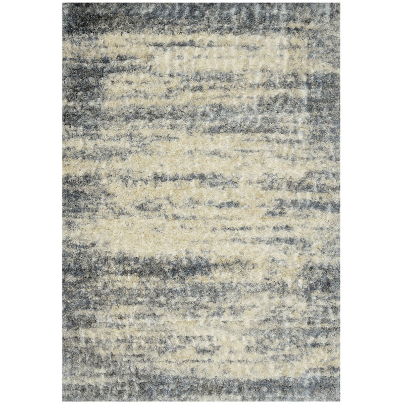 Tapis ivoire / bleu Sairam, Rectangle 5 pi 3 po x 7 pi 7 po