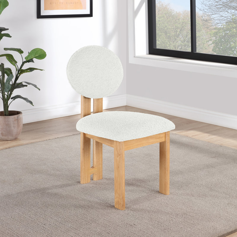 Napa Brityn Boucle Fabric Upholstered Side Chair, Cream Boucle Fabric, Natural
