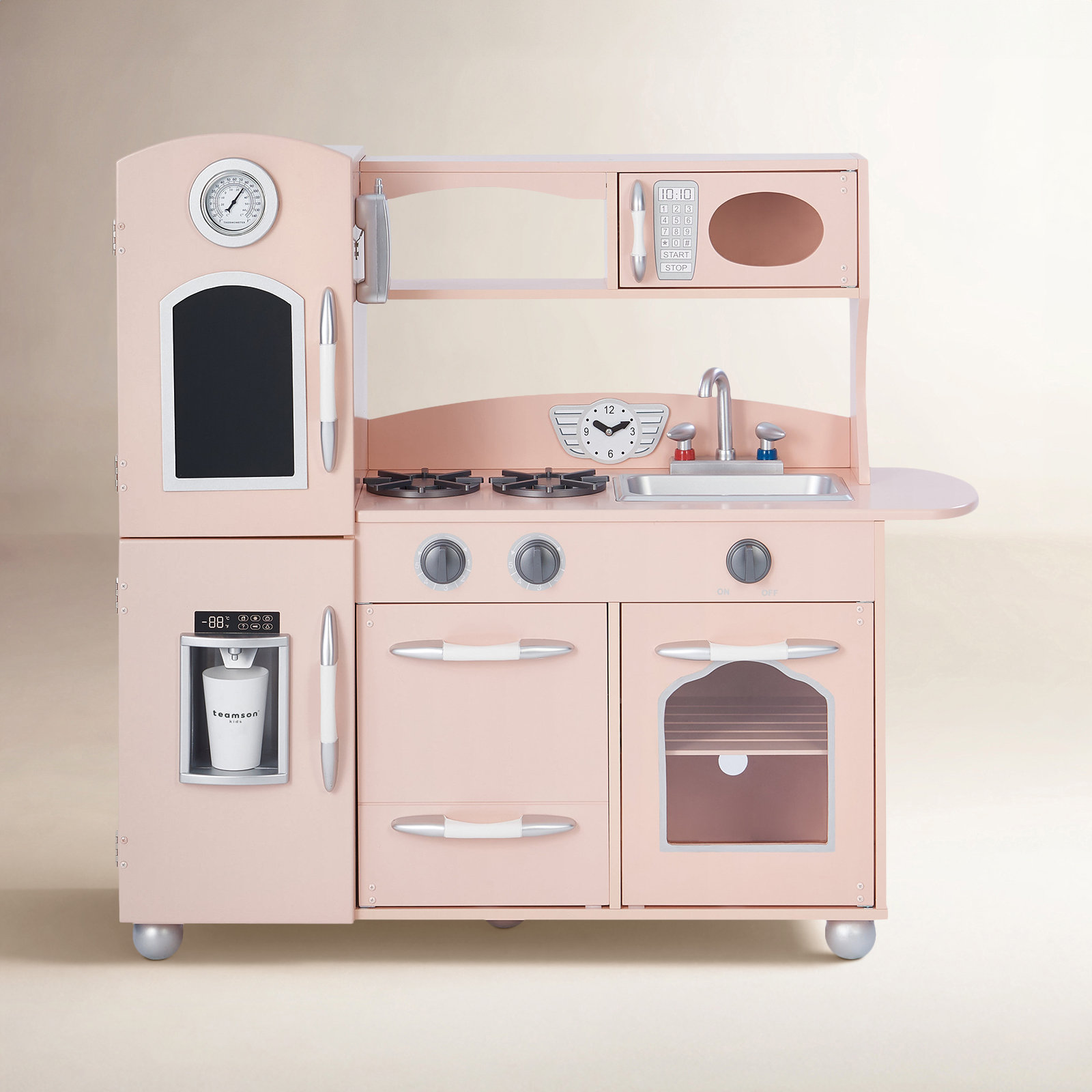 Teamson Kids Retro Play Kitchen with Chalkboard, Pink