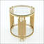 Table de bout ronde à 2 niveaux en verre avec pieds dorés et verre transparent-130155306