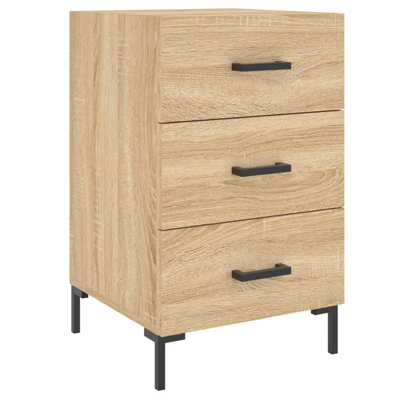 Majida 40cm W Manufactured Wood Bedside Table, Sonoma Oak