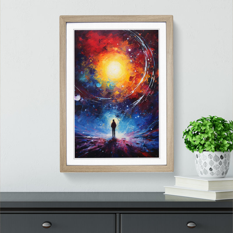 Single Picture Frame Print on Wood, 46cm H x 34cm W, Oak Framed