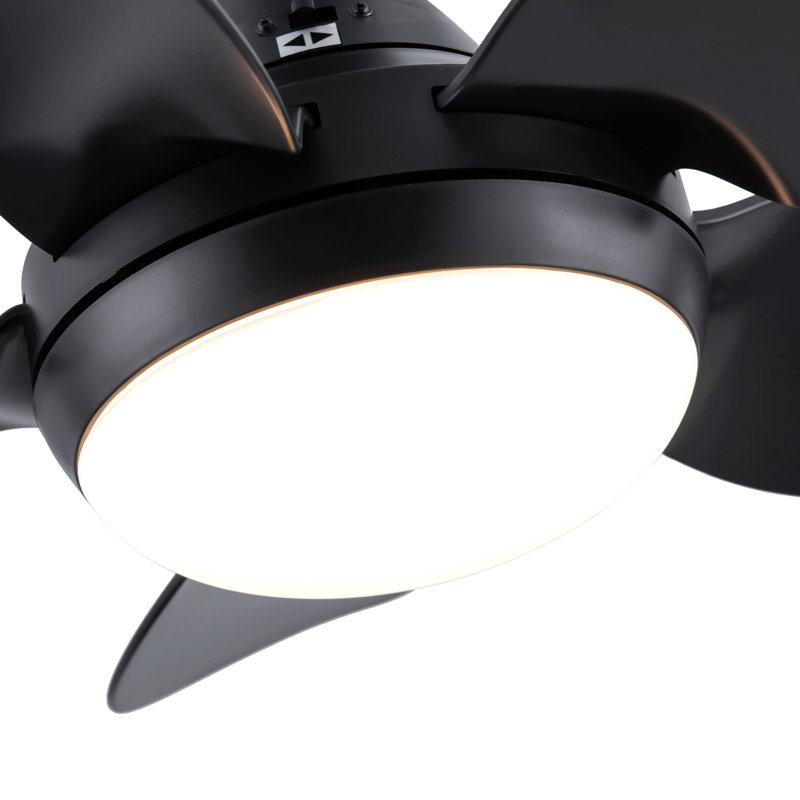 30 In Intergrated Led Ceiling Fan Lighting With Abs Blade, Black