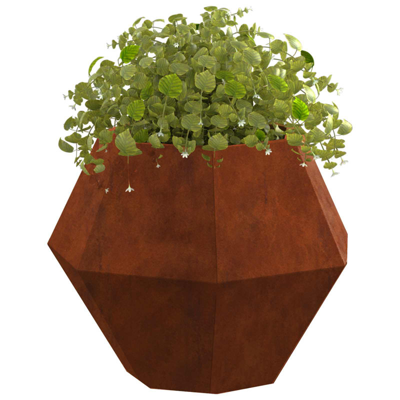  Planter 2 Pcs Rusty Weathering Steel, 40cm H x 50cm W x 50cm D