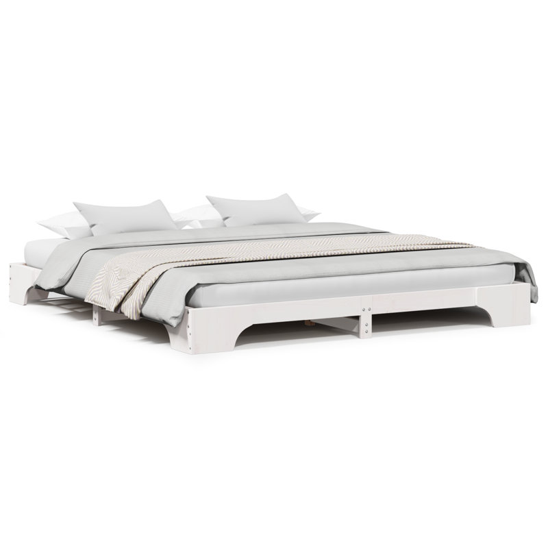 Bed Frame Solid Pine Wood, Super King (6'), White