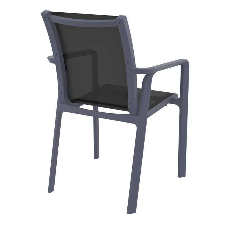 Chaise d'appoint empilable pour patio Farrah, Gris foncé / Noir