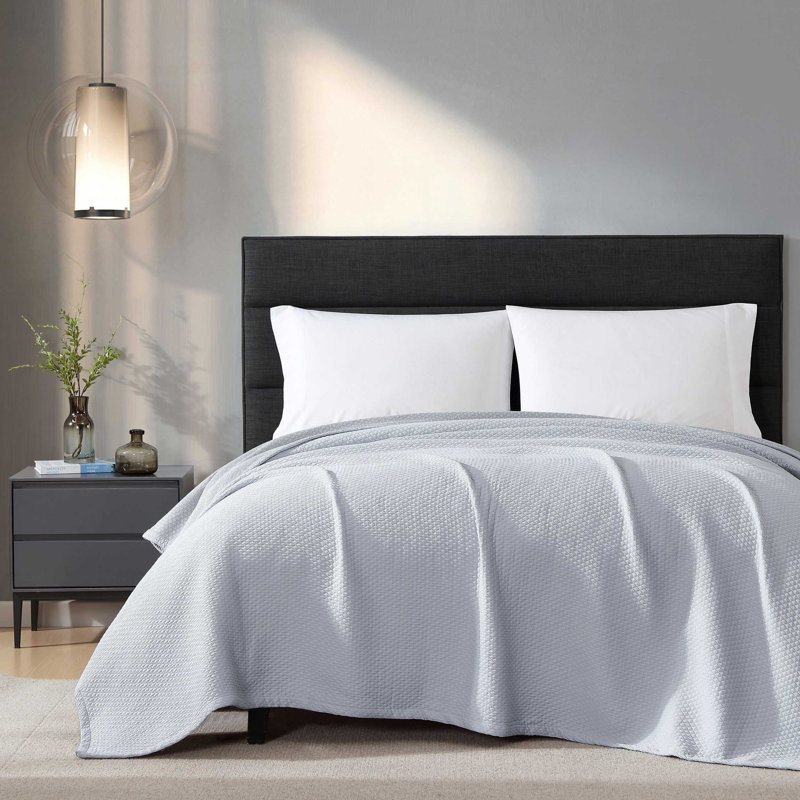 Grande couverture blanche en coton Vera Wang Matelesse, Blanc, Grand lit