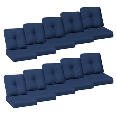 Ensemble de coussins de siège d'extérieur à assise profonde et coussins de dossier, coussins de remplacement en tissu d'oléfine résistants à la décoloration pour la pelouse de jardin, disponibles en beige, bleu marine, rouge, orange, vert et noir