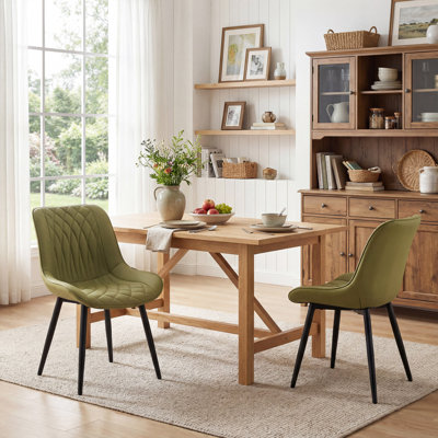 Modern Dining Chairs Faux Leather Upholstered Kitchen Chairs Side Chair With Metal Legs