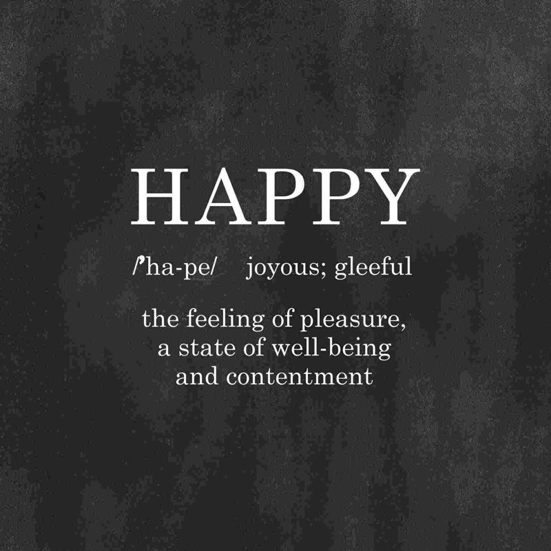 «Happy Définition 3», art textuel sur toile tendue, H 20 po x l 20 po