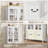 63" Tall Display Cabinet, Modern Farmhouse Curio Cabinet with Glass Doors, 4-Tier Bookcase with 2 Drawers & Adjustable Shelves, Solid Wood Legs-1406707190