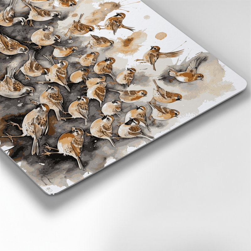 Art mural en métal beige Birds House, H 11 po x l 14 po