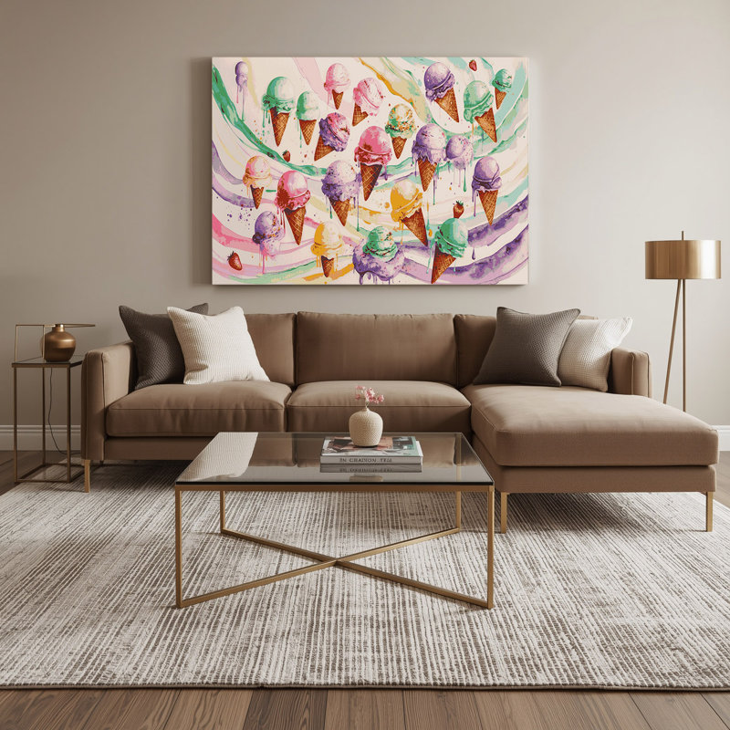 Art mural sur toile blanc, Desserts, crème glacée et gâteries glacées, H 11 po x l 14 po