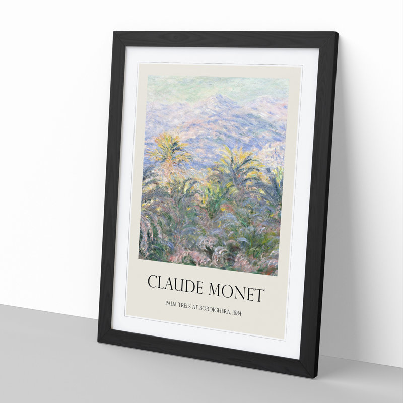 Palm Trees at Bordighera by Claude Monet - Picture Frame Painting, 65cm H x 48cm W x 2cm D, Black