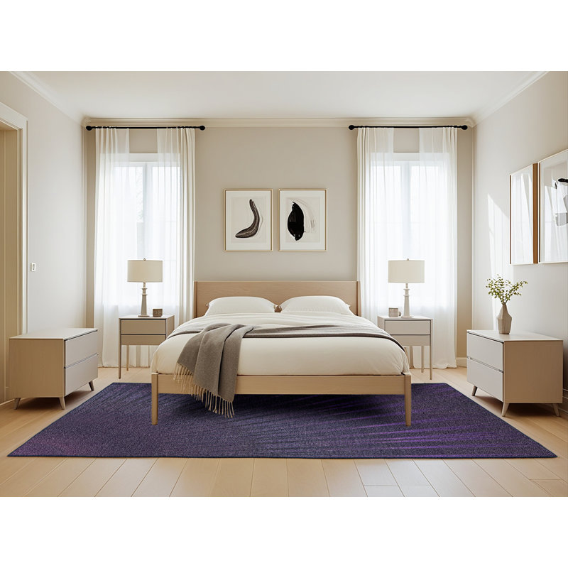 Tapis noir/zone mauve à motifs, Rectangle 5 pi x 8 pi