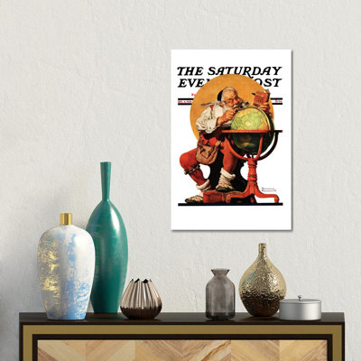 Santa At The Globe - Wall Art Print - Wrapped Canvas