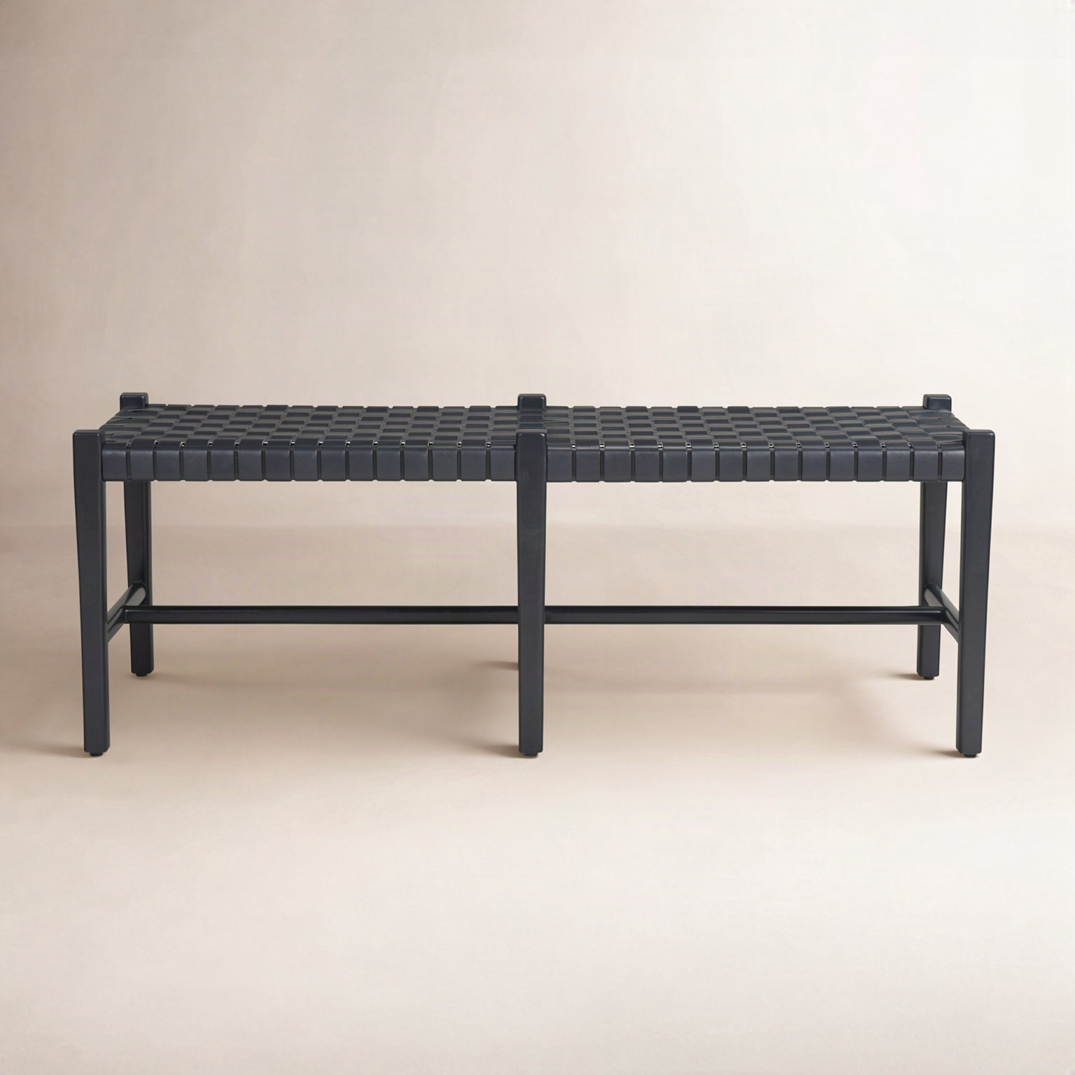 52" Genuine Leather Dining Bench, Black