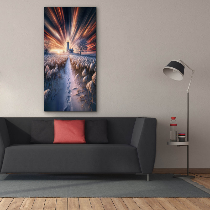 Toile épique «Lighthouse Sunrise 2» par Rey Klimt, 30 po x 60 po