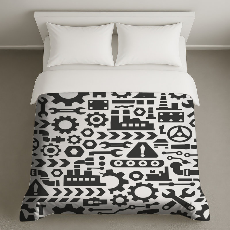 Industrial Tools Pattern Duvet Covers, Twin
