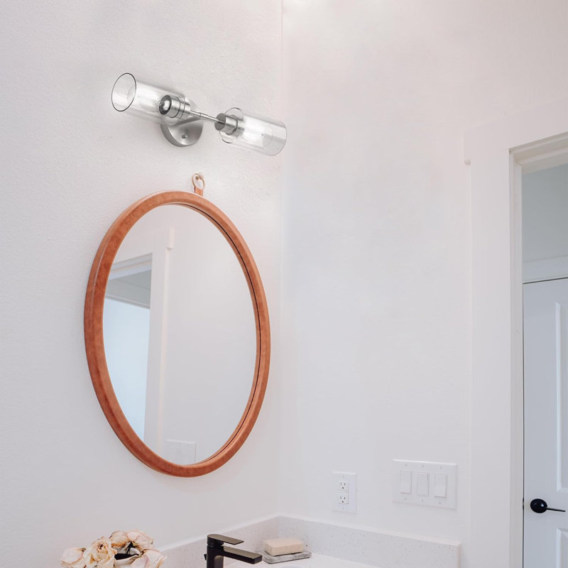 Espird 2-Light Bathroom Vanity Light Fixture With Clear Glass Shades, Wall Sconce For Over Mirror, Farmhouse Modern Design, Vertical Or Horizontal Mounting, E26 Base