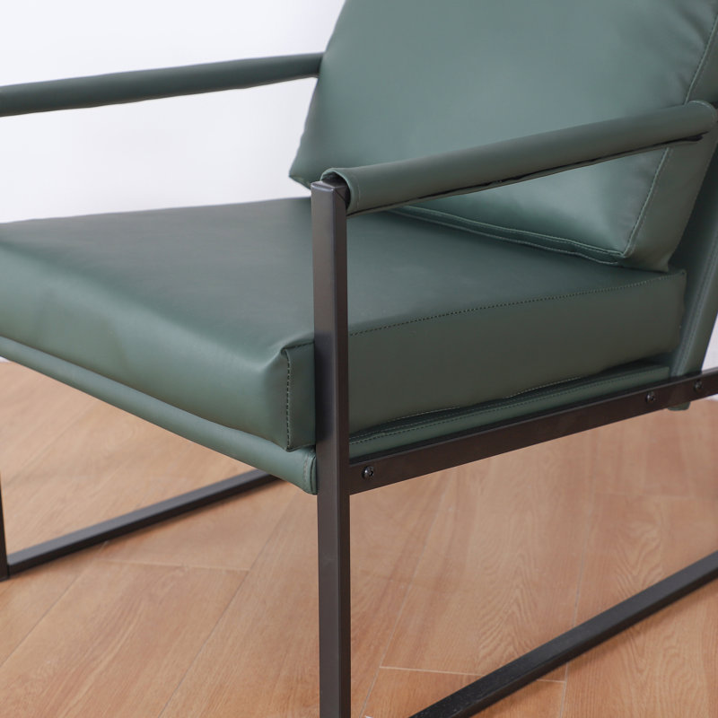 Upholstered Armchair, Dark Green Faux Leather