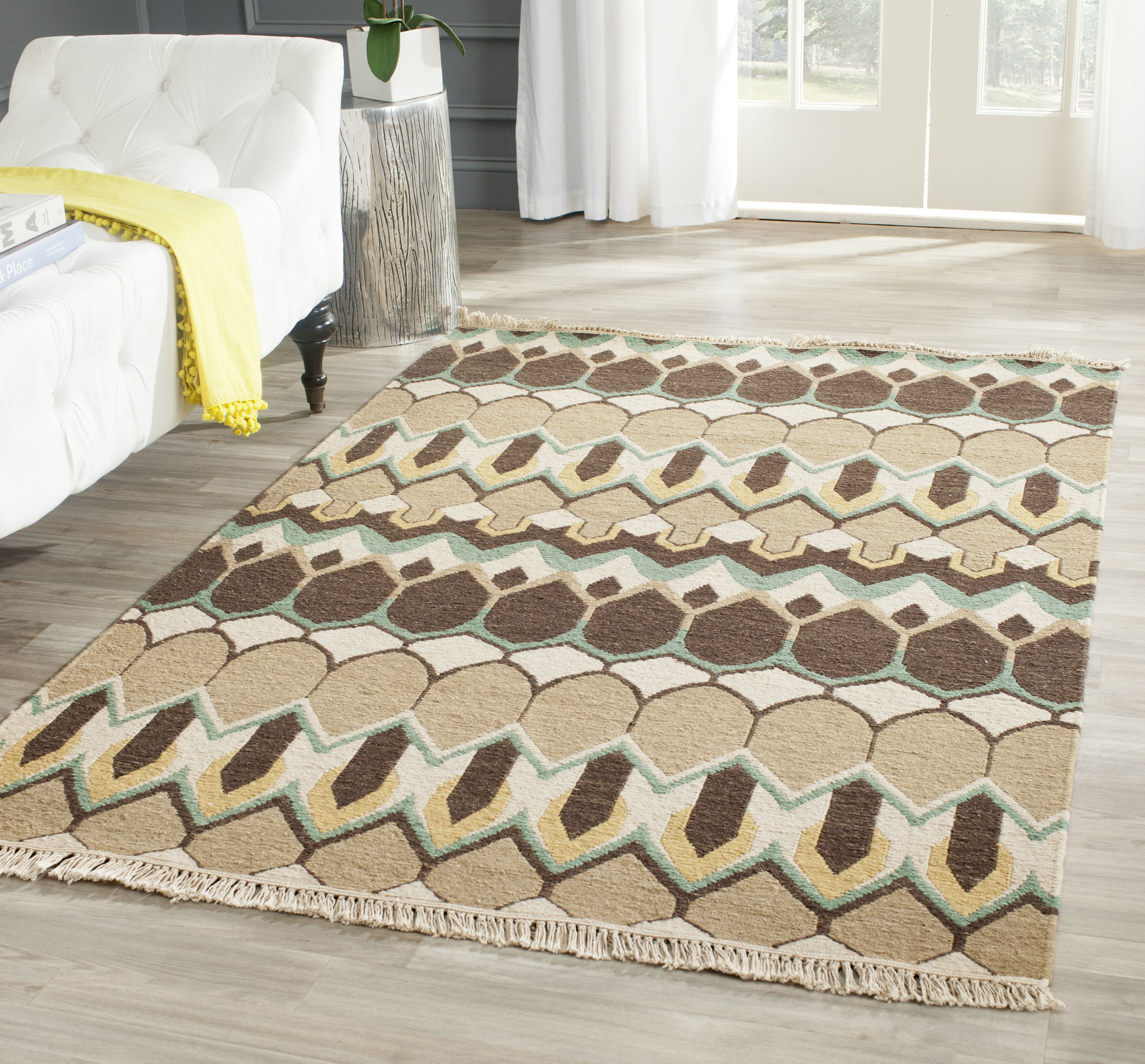Dakota Fields Brunson Wool Geometric Rug | Wayfair