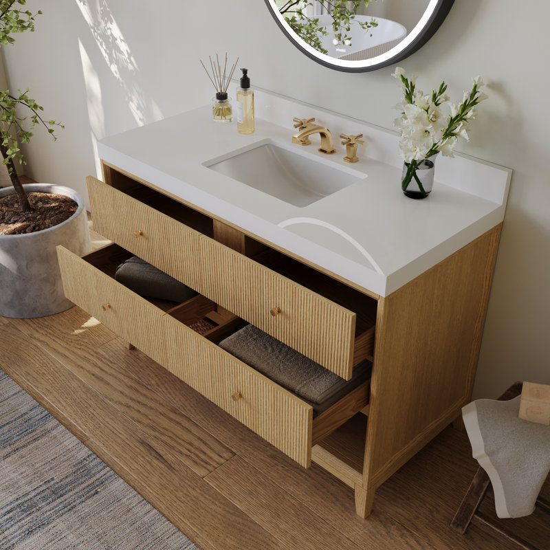 Momo 36" Freestanding Standard Single Bathroom Vanity with Top, 48", Oak